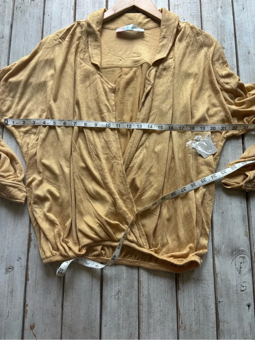 Free People Beach NWT Surplice Waffle Top Light Yellow Size S